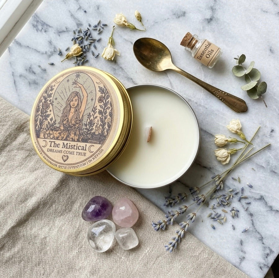 The Mistical Intention Candle| Self Love, Prosperity & Dreams Come True (2oz Wood Wick)