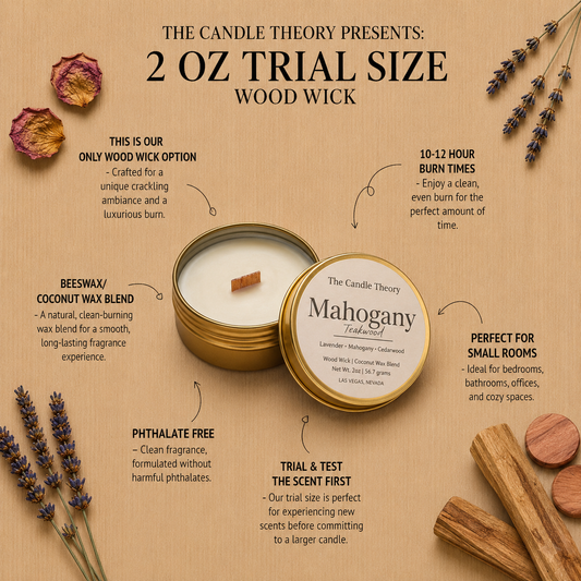 2 ounce Trial size| wood wick| Tin Candle